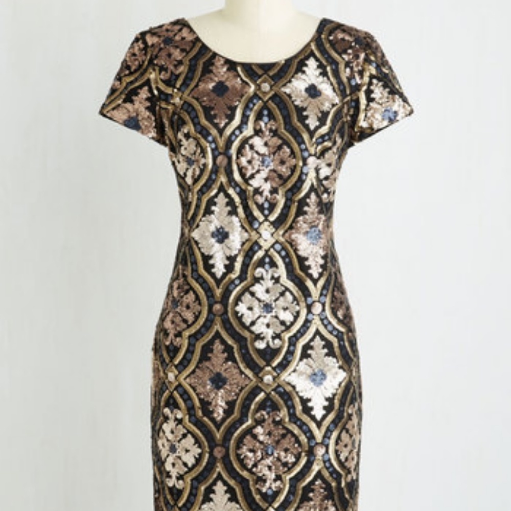 NWT Donna Ricco Maia Golden Opera Tunity Dress